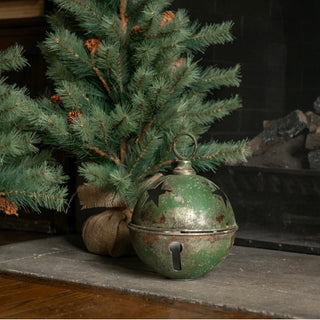 Oversized Aged Green Sleigh Bell - 11.25"