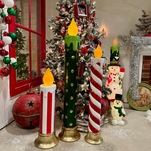 29.5" Candy Cane Striped Christmas Candle