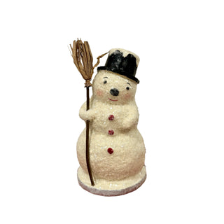 Snowy Top Hat Snowman with Broom