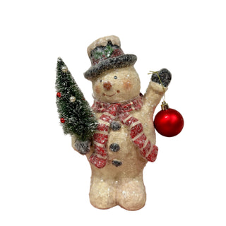 10" Snowman with Bulb & Tree