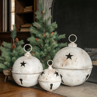 Oversized Aged White Sleigh Bell - 11.25"