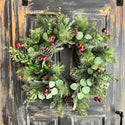 24" glittered mixed pine/cedar/eucalyptus wreath