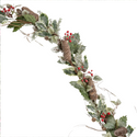 Holly Leaves, Berries & Cones 6' Garland